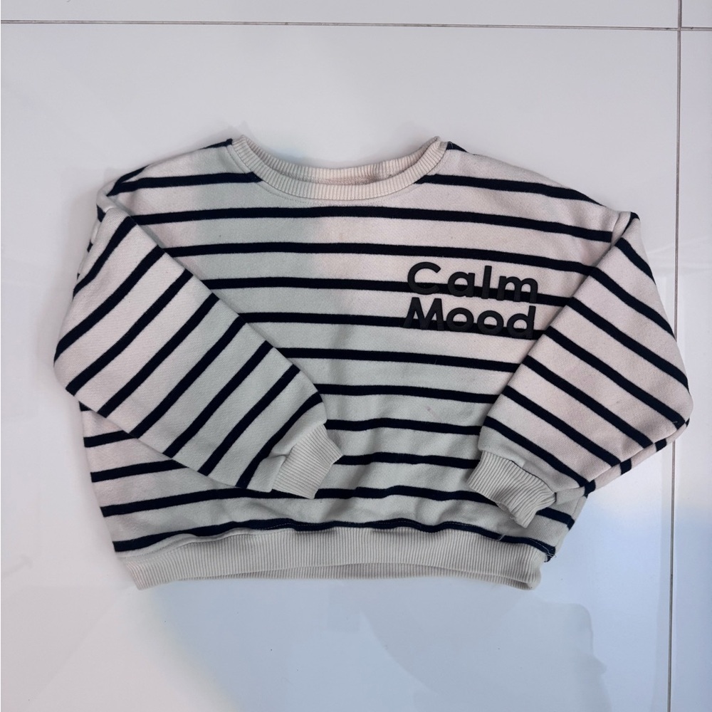 Zara kids size 4-5T Striped Calm Mood Sweatshirt